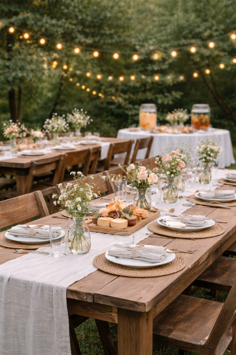 Outdoor graduation party with simple but elegant details